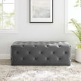 thumbnail image 2 of Tufted Accent Chair Bench, Velvet, Grey Gray, Modern Contemporary Urban Design, Living Lounge Room Hotel Lobby Hospitality, 2 of 10
