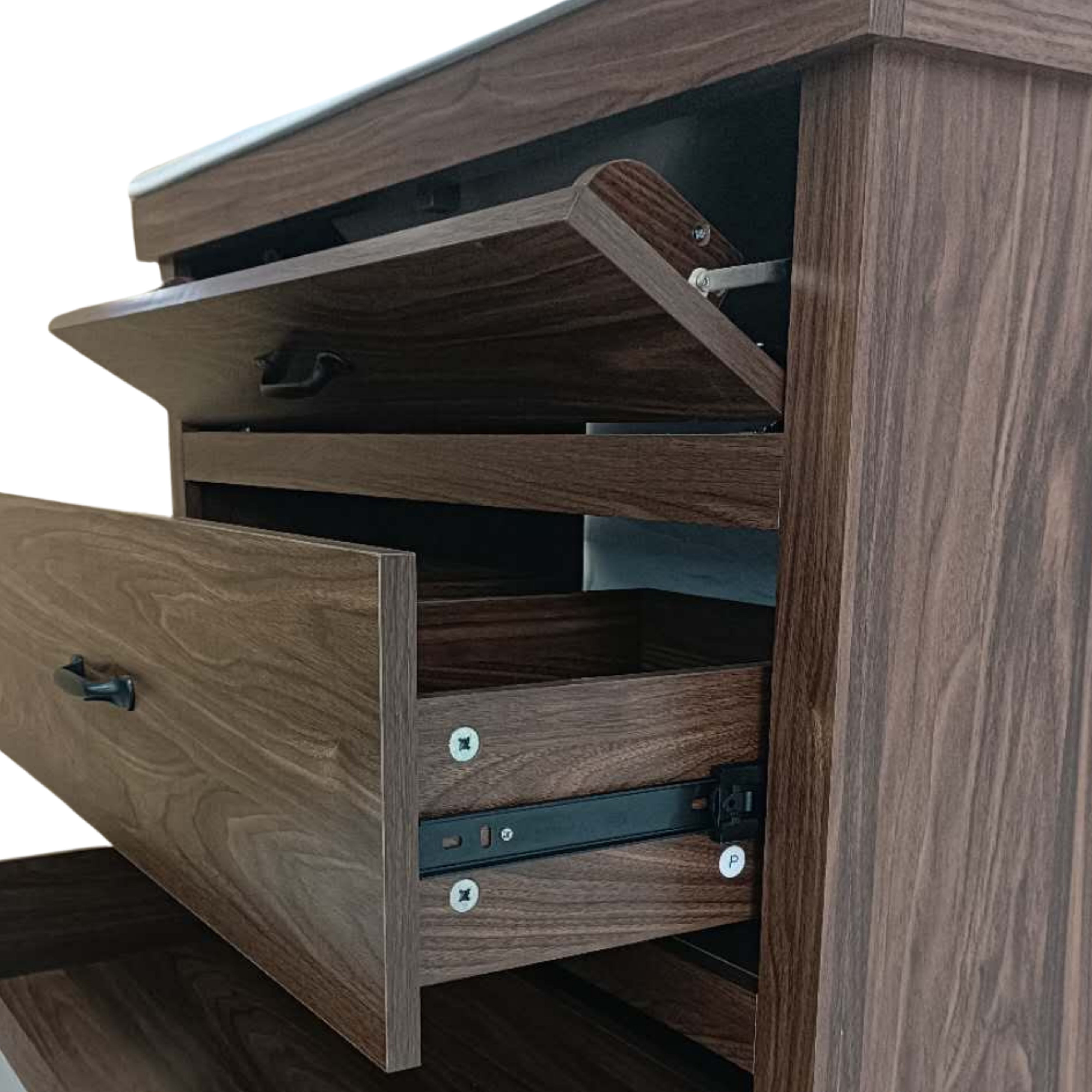 Teamson Home Donovan 36" Single Bathroom Vanity with Integrated Square Sink and Two Drawers, Walnut