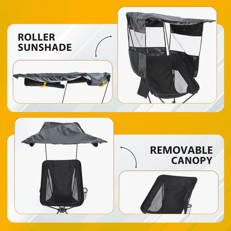 K2Outdoor Lightweight High Back Folding Camping Chair With Carry Bag – Supports 330lbs, Only 2.91lbs, For Beach, Hiking & Travel (Black)