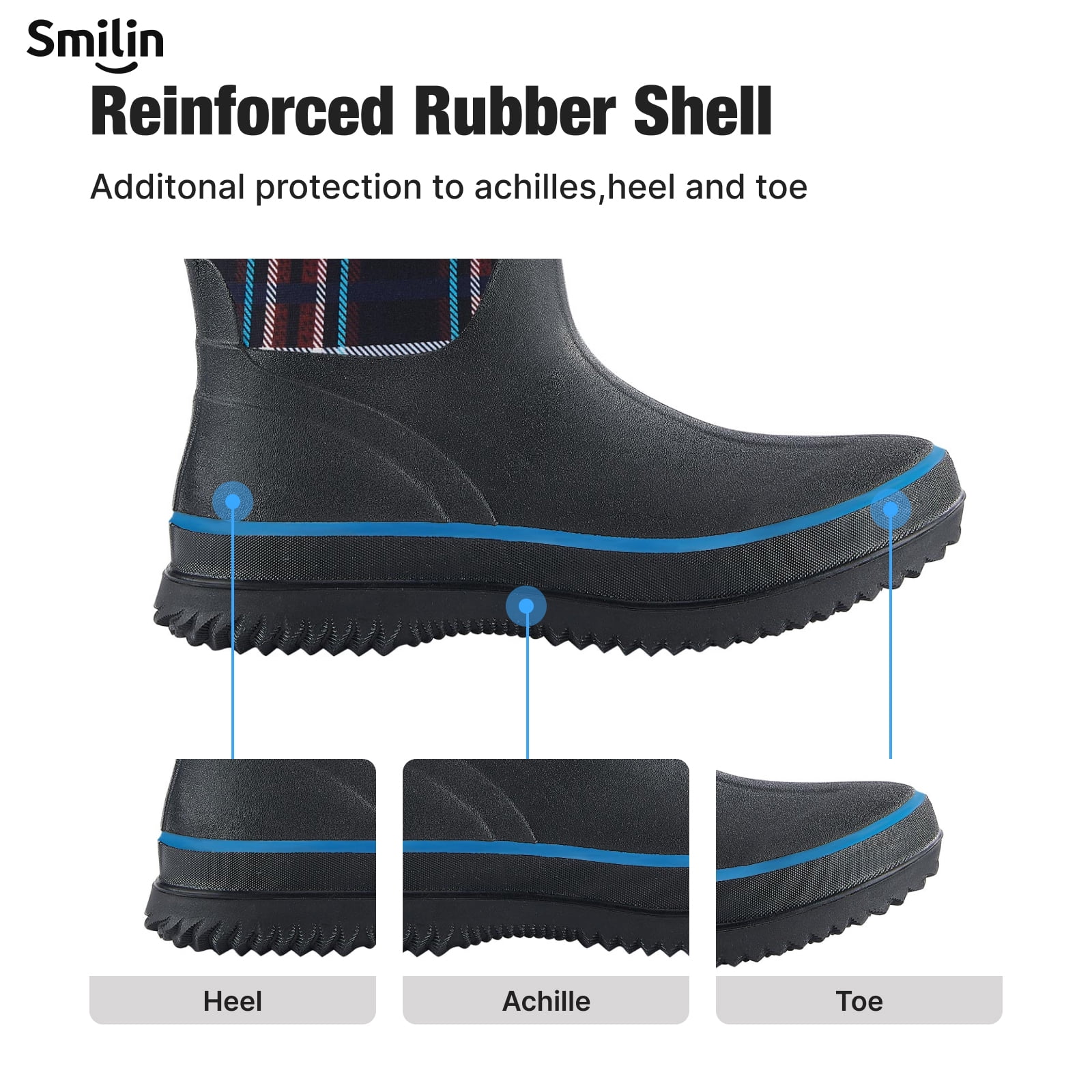SMILIN Rain Boots for Women, Anti-slip Mid Calf Women Mud Boots, Blue, Size 11