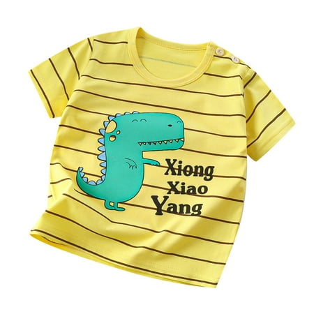

Toddler Baby Boys Girl Cotton T-shirt Comfortable Cartoon Print Blouse Round Neck Short Sleeve Tops