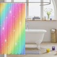 thumbnail image 3 of Manfei Ink Rainbow Shower Curtain 72Wx84L, Galaxy Stars Print Bathroom Shower Curtain, Pink Orange, 3 of 5