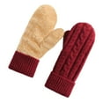 thumbnail image 2 of BRGZLK Winter Mittens Gloves for Women Thermal Gloves Double Layer Fleece Lined Soft Cozy Thickened Warm Knitting Gloves for Cold Weather Gifts Red A One Size, 2 of 3