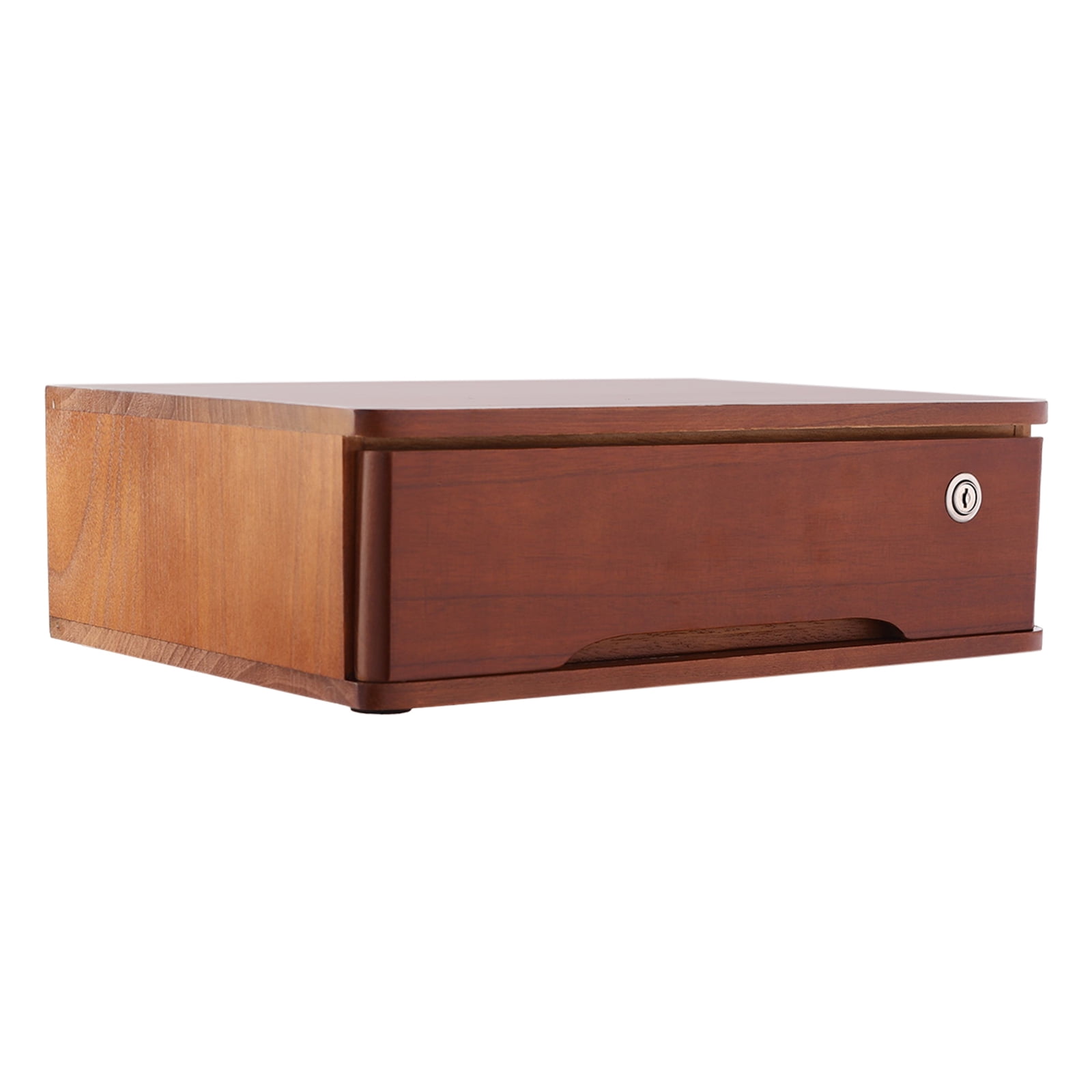 Multifunctional Desktop Storage Box with Lockable Drawer Stand Desktop Desktop Organizer Office Supplies Drawer Organizer (Walnut Color)