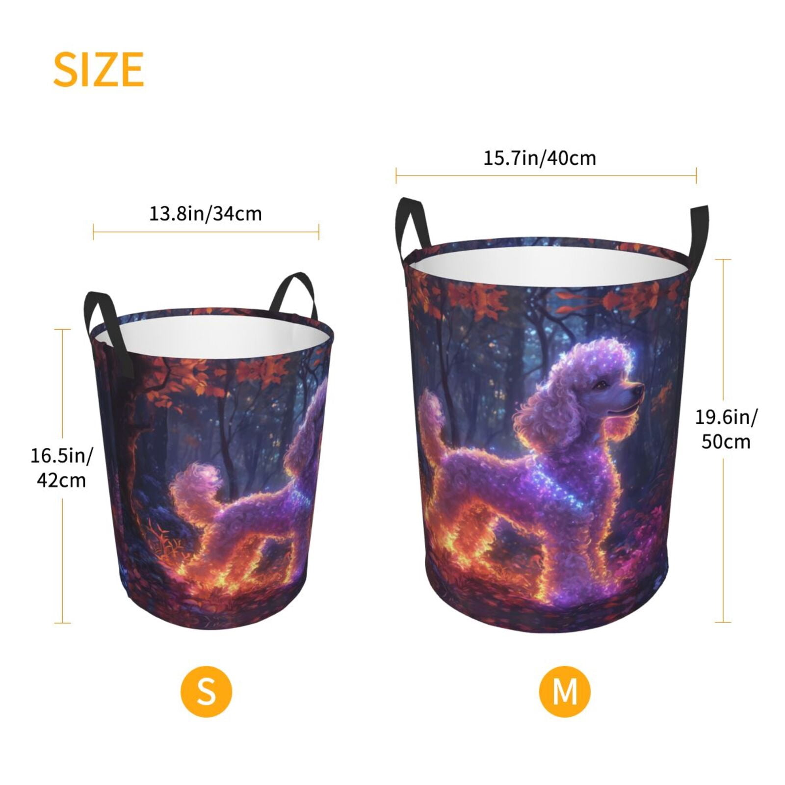 Large Laundry Basket with Handles - Autumn Glow Poodle Dream Kids Baby Dirty Clothes Laundry Hamper for Bedroom Aesthetic