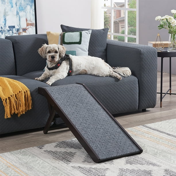 Unipaws Foldable Wooden Pet Ramp with Adjustable Height, Dog Ramp to