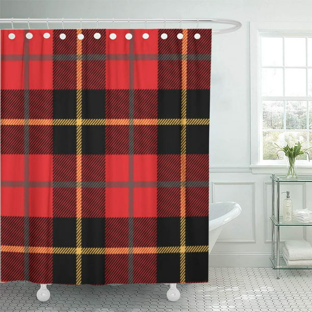 Pknmt Yellow Checd Check Red Black, Classic Check Shower Curtain Black