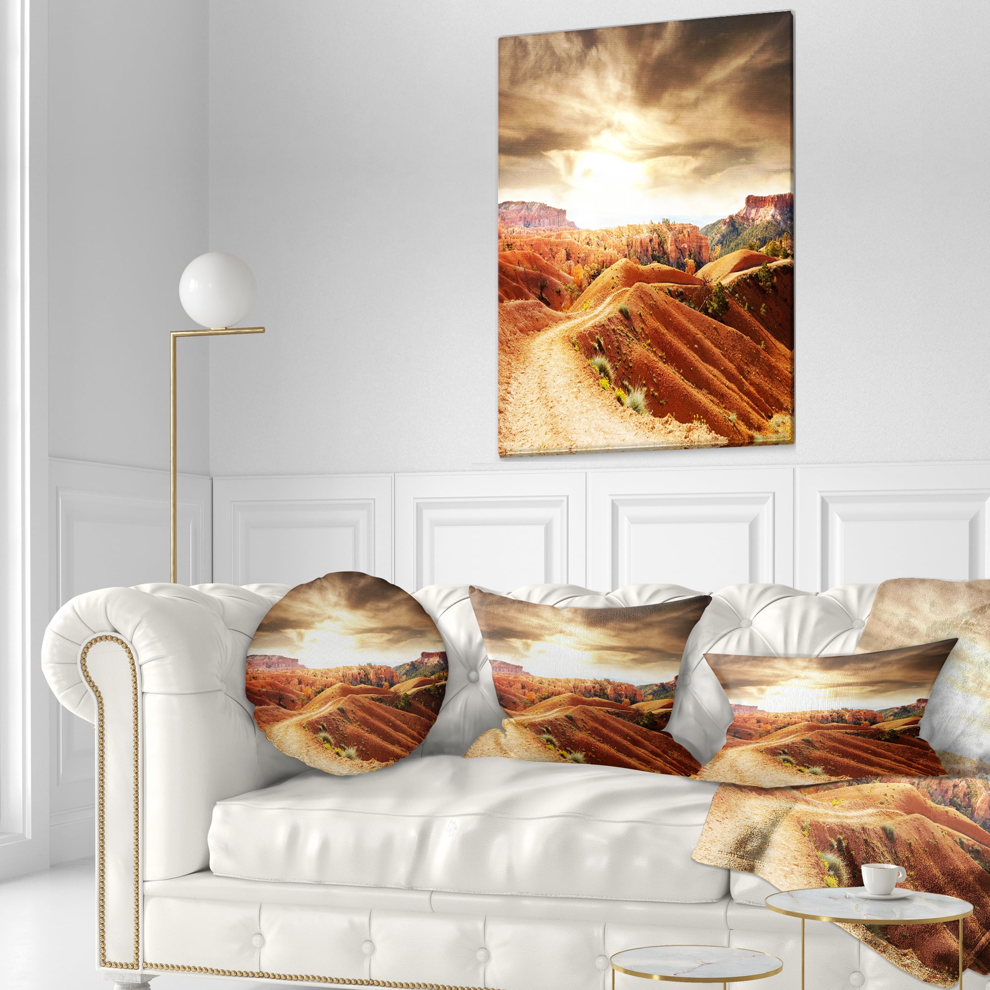 Designart 12" x 20" Brown Polyester Throw Pillow