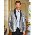 thumbnail image 2 of COOFANDY Men's Shiny Sequins Suit Jacket Blazer One Button Banquet Prom Tuxedo New Year Dinner Party Tuxedo Blazer, 2 of 9