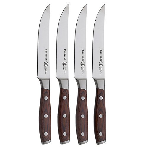 Messermeister Avanta Set de 4 Couteaux à Steak, Manche en Bois de Pakka