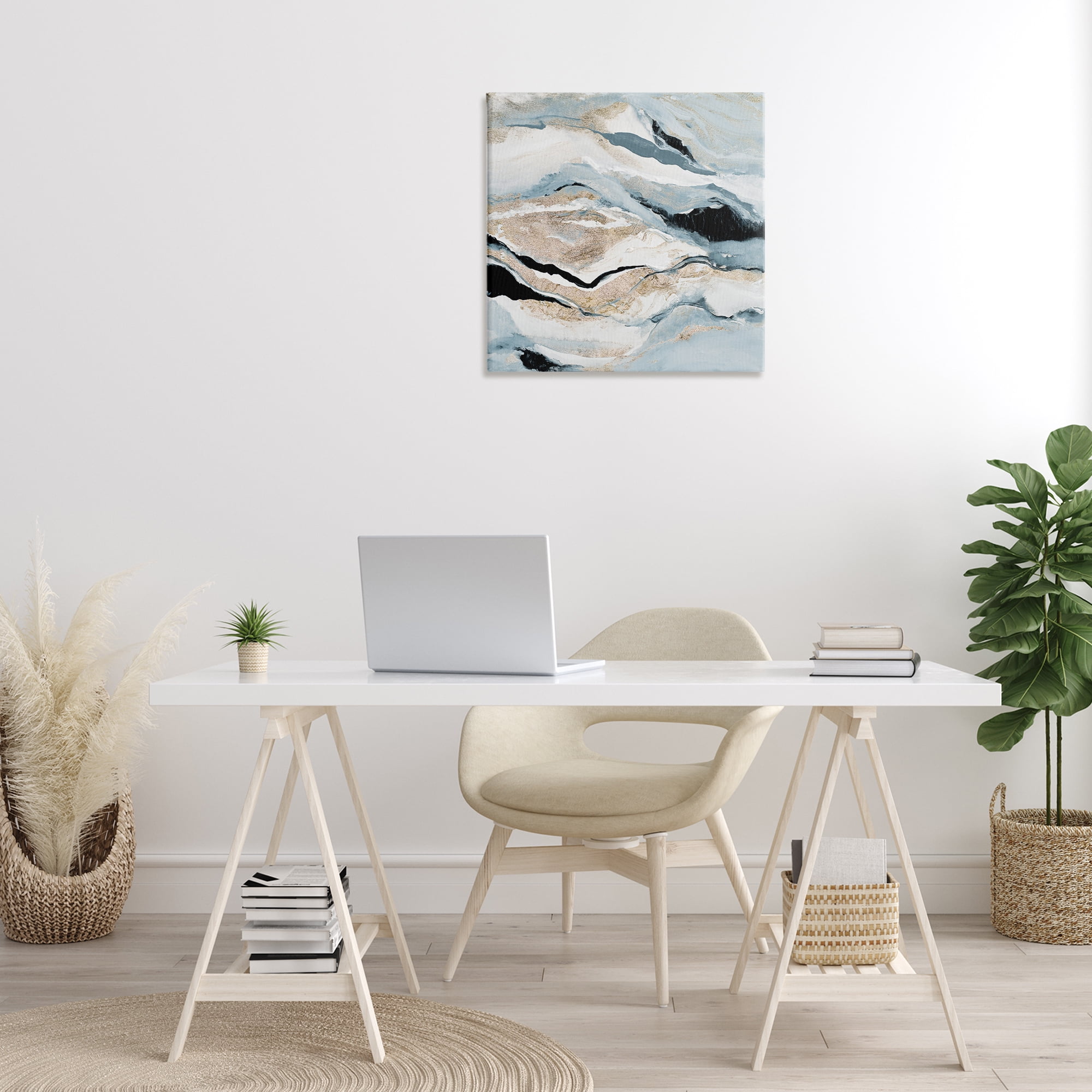 Stupell Industries Blue Natural Geode Pattern Abstract Painting Gallery Wrapped Canvas Art Print Wall Art, 24 x 24