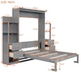 thumbnail image 3 of Full Size Murphy Bed Wall Bed with  Side Cabinet Storage Shelves, Drawers and LED Lights, Wood Foldable Platform Bed Vertical Wall for Bedroom Guest Room Home Office, Gray, 3 of 9