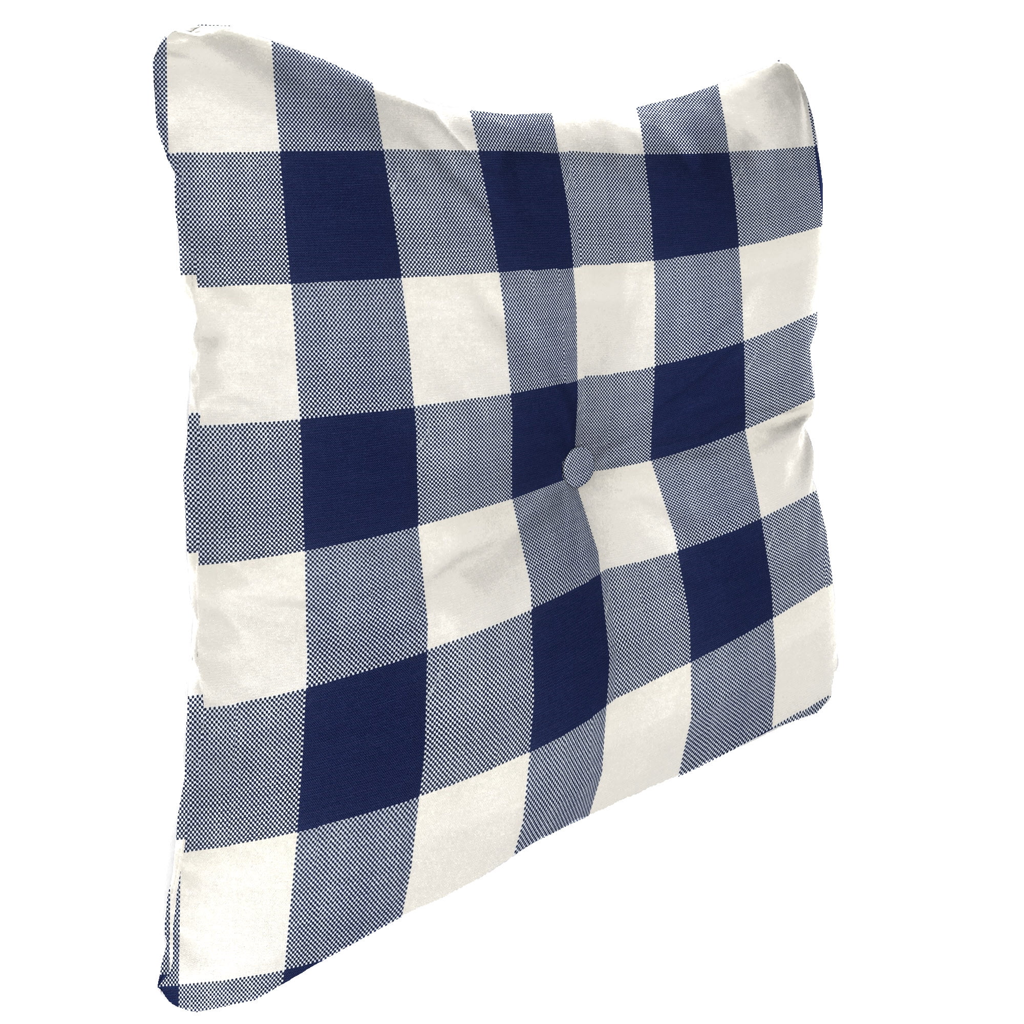 Jordan Manufacturing 24" x 24" Navy Buffalo Check Square Tufted Outdoor Deep Seat Chair Back Cushion with Fabric Button (2 Pack)