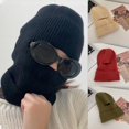 thumbnail image 2 of MesaSe Solid Color Ear Protection Eyes Exposed Women Hat Winter Outdoor Riding Integrated Scarf Beanie Hat Costume Accessories, 2 of 9