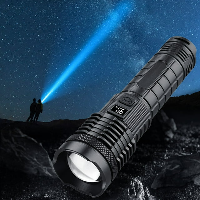 Lampe de Poche Torche Ultra Lumineuse à Longue Portée avec Projecteur de Travail, Zoom LED, Haute Luminosité pour Maison Camping Randonnée Pêche Équipement Extérieur