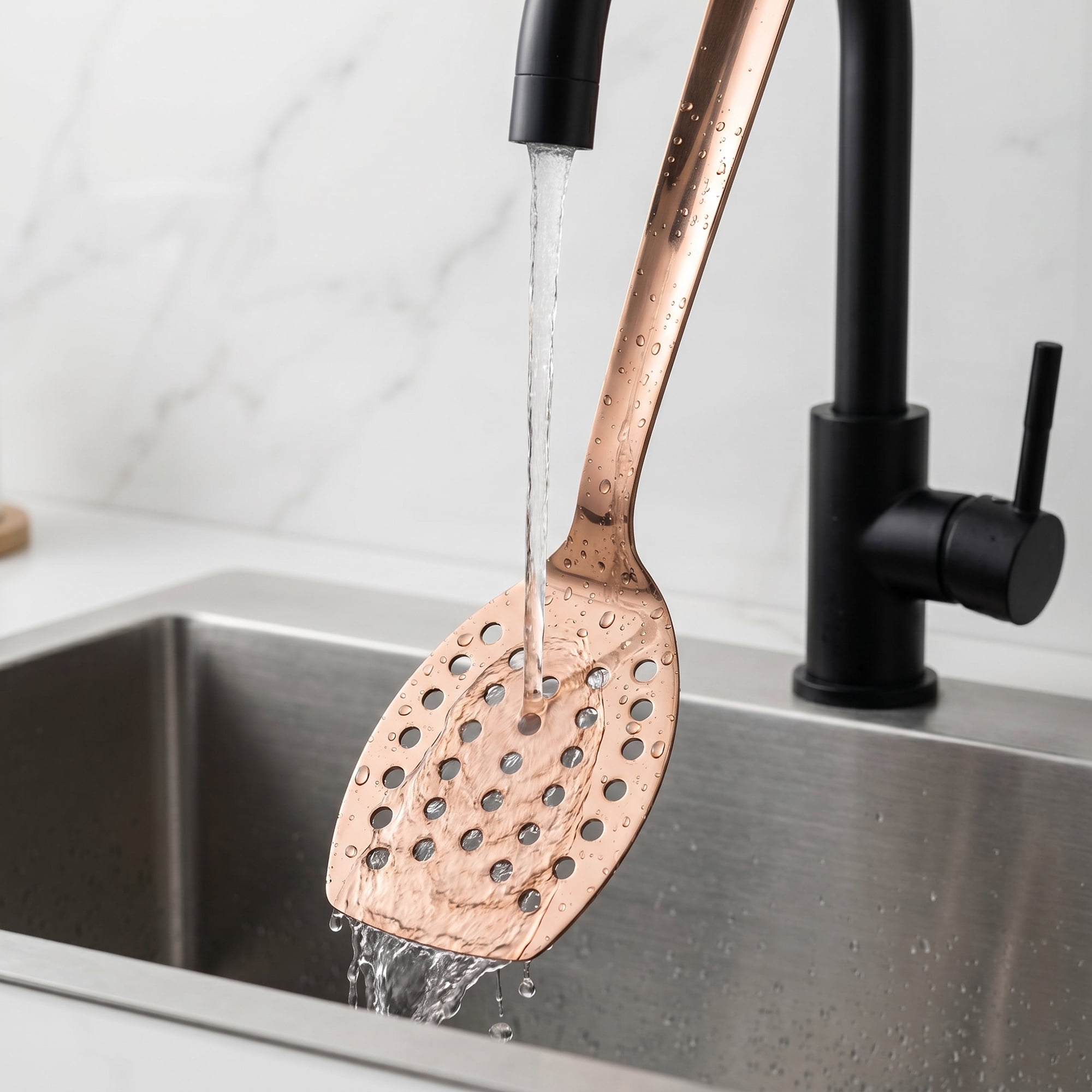 Unique Bargains Kitchen Heat-Resistant Cooking Tool with Long Handle Rose Gold 13x3.1 in