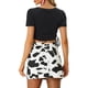 thumbnail image 3 of Faldas cortas casuales de vaca para mujeres Inspire Chic, de cintura alta, en blanco y negro, 2XL, 3 of 6