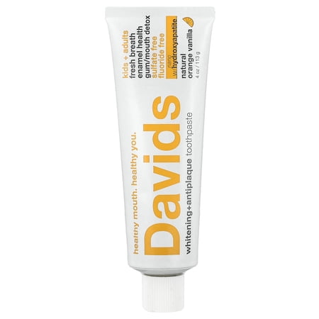 Davids Kids+Adults Whitening+Antiplaque Nano Hydroxyapatite Premium Toothpaste - Natural Orange Vanilla / 4 oz