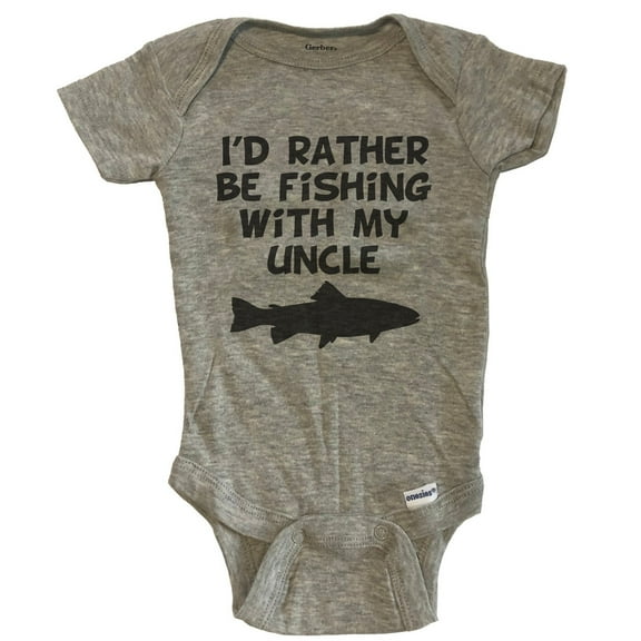 I'd Rather Be Fishing With My Uncle Baby Bodysuit - Grey