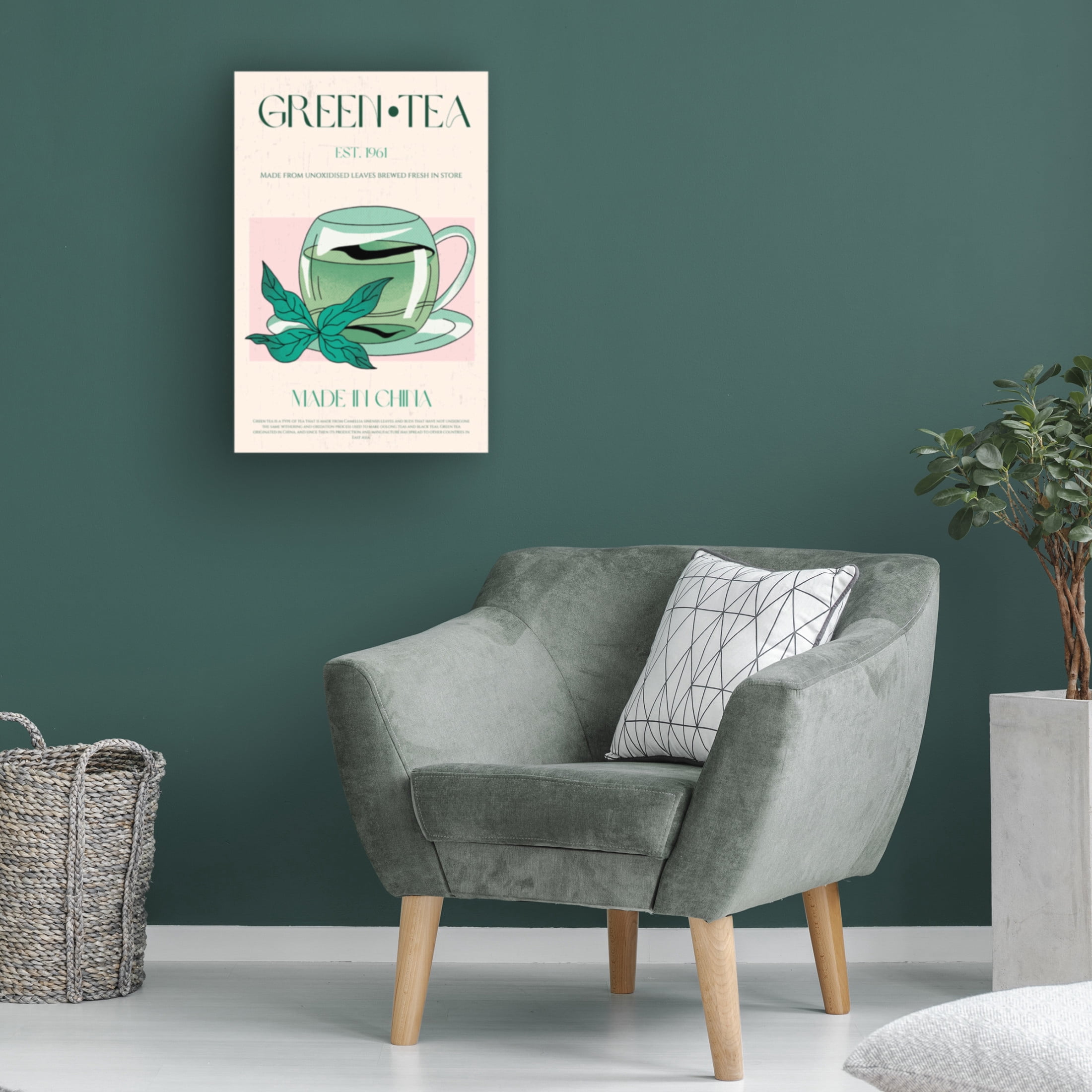 Canvas Wall Art - Nazma Khokhar 'Green Tea No1' Wall Art for Living Room, Bedroom, or Office D?cor by Trademark Fine Art - 12 x 19 Inches