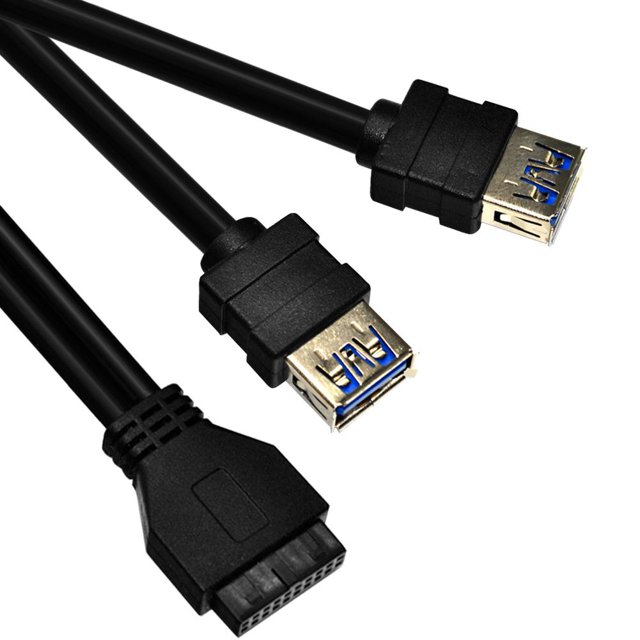 Kuymtek PC Case 20Pin a 2 USB 3.0 Adaptador de cable de panel frontal con pie fijo (30 cm) Kuymtek Componentes de la computadora