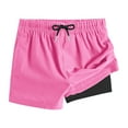 thumbnail image 2 of HAOTAGS Swim Shorts for Toddler Girls, Solid Double-layer with Pockets Bench Shorts Hot Pink 8-9 T, 2 of 5