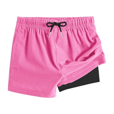 Mgmyaa Girls Shorts Running Athletic 2 in 1 Workout Dolphin with Pockets Sports Swimming Shorts for Kids 4-15Y