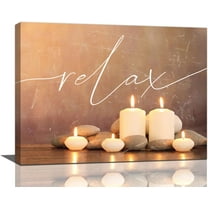 Zen Bathroom Canvas Wall Art Spiritual Pictures Wall Decor Candles and Stones Spa Relax Art Meditation Room Decoration Prints for Yoga Contemplation Bedroom Living Room 16"x12"