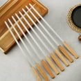 thumbnail image 7 of Piwvid Skewers, BBQ Barbecue Skewers with Wood Handle, Stainless Steel Sticks, 17 Inch Heavy Duty Large Wide Reusable with Nonslip Wooden-8 Pcs, 7 of 7