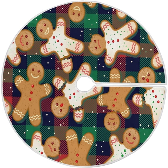 FMSHPON Holiday Gingerbread Xmas Christmas Tree Skirt Stand Mat for Holiday Party Decoration Indoor Outdoor 36 inches