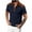 Navy, variant on Men Color-matching Summertime Fashion Casual Short Sleeve Standing Collar Neck Shirt Top