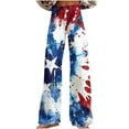 thumbnail image 2 of Tnhcen Women's Patriotic Star Spangled Wide Leg Pants - Vintage Print Straight Leg Casual Cargo Pants with Pockets S-5XL Independence Day Style, 2 of 6
