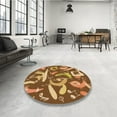 thumbnail image 3 of Ahgly Company Indoor Round Patterned Saddle Brown Area Rugs, 7' Round, 3 of 6