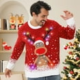 thumbnail image 3 of Ugly Christmas Sweater for Women Men,Light Up Christmas Sweater,Funny Reindeer Red Unisex Xmas Ugly Sweaters for Couples, 3 of 7