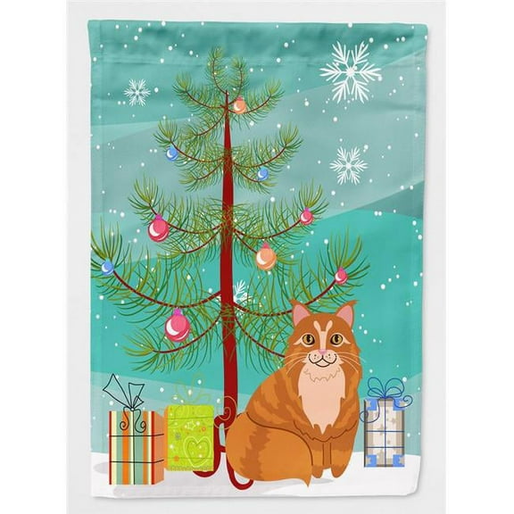 Maine Coon Cat Merry Christmas Tree Flag Garden Size