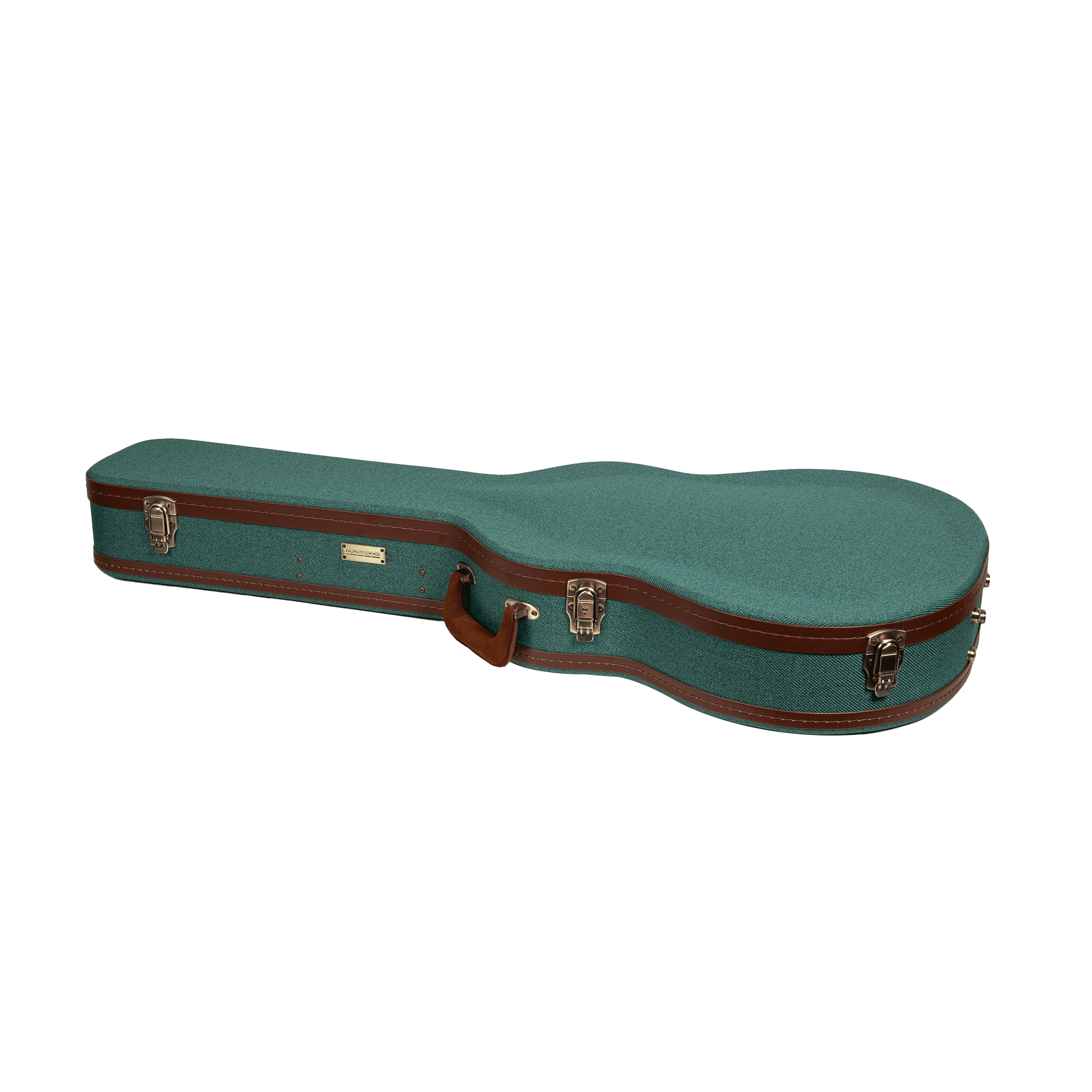 Crossrock Master Series-Wooden 335 Style 6-string Semi-Hollow Electric Guitar Case-Security Lock, Genuine Leather Handle, Reinforced Hardware, Storage Space-Malachite Blue Tweed