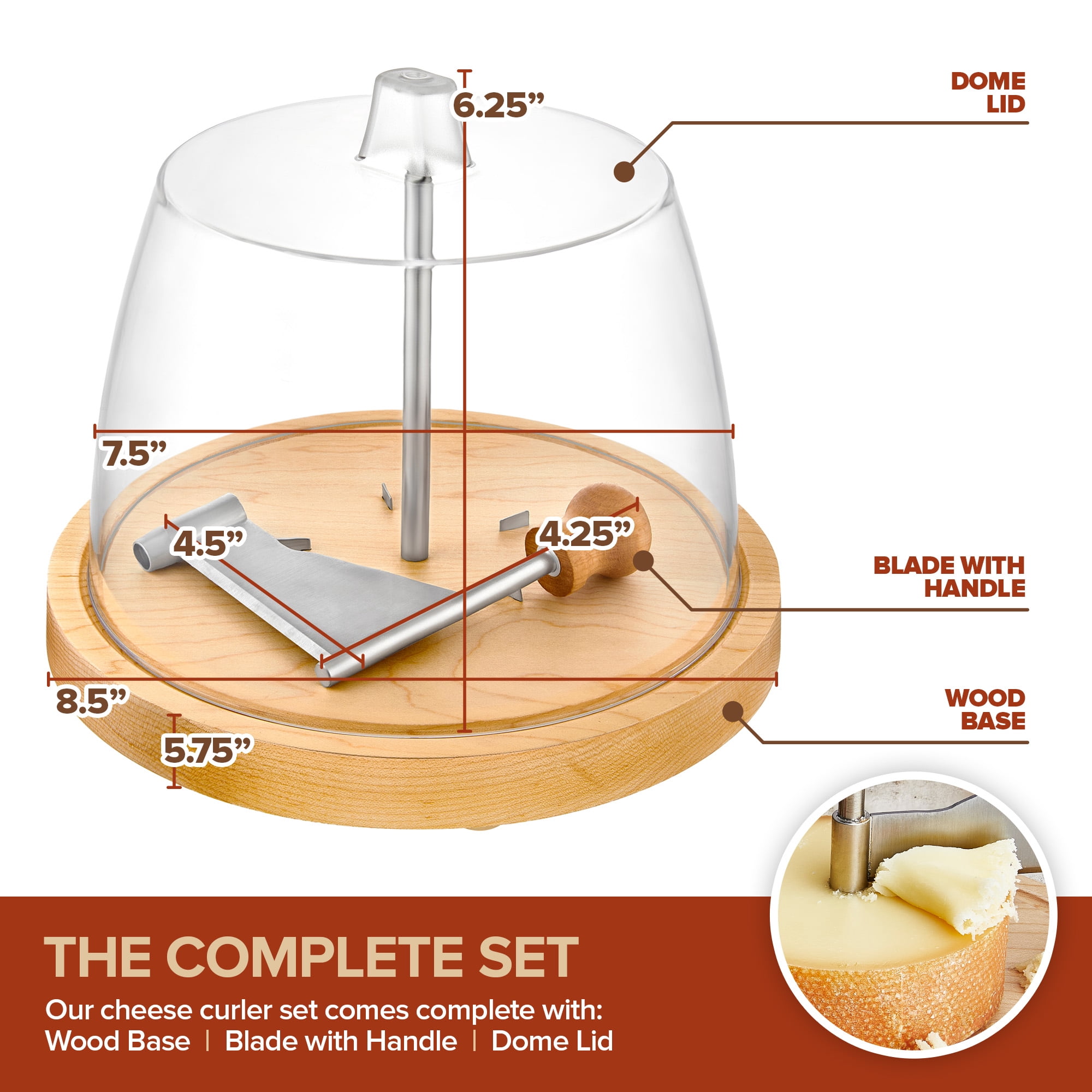Trademark Innovations Cheese Curler Tool - Stainless Steel Shaver For Cheese Wheels & Chocolate 2 thumbnail image