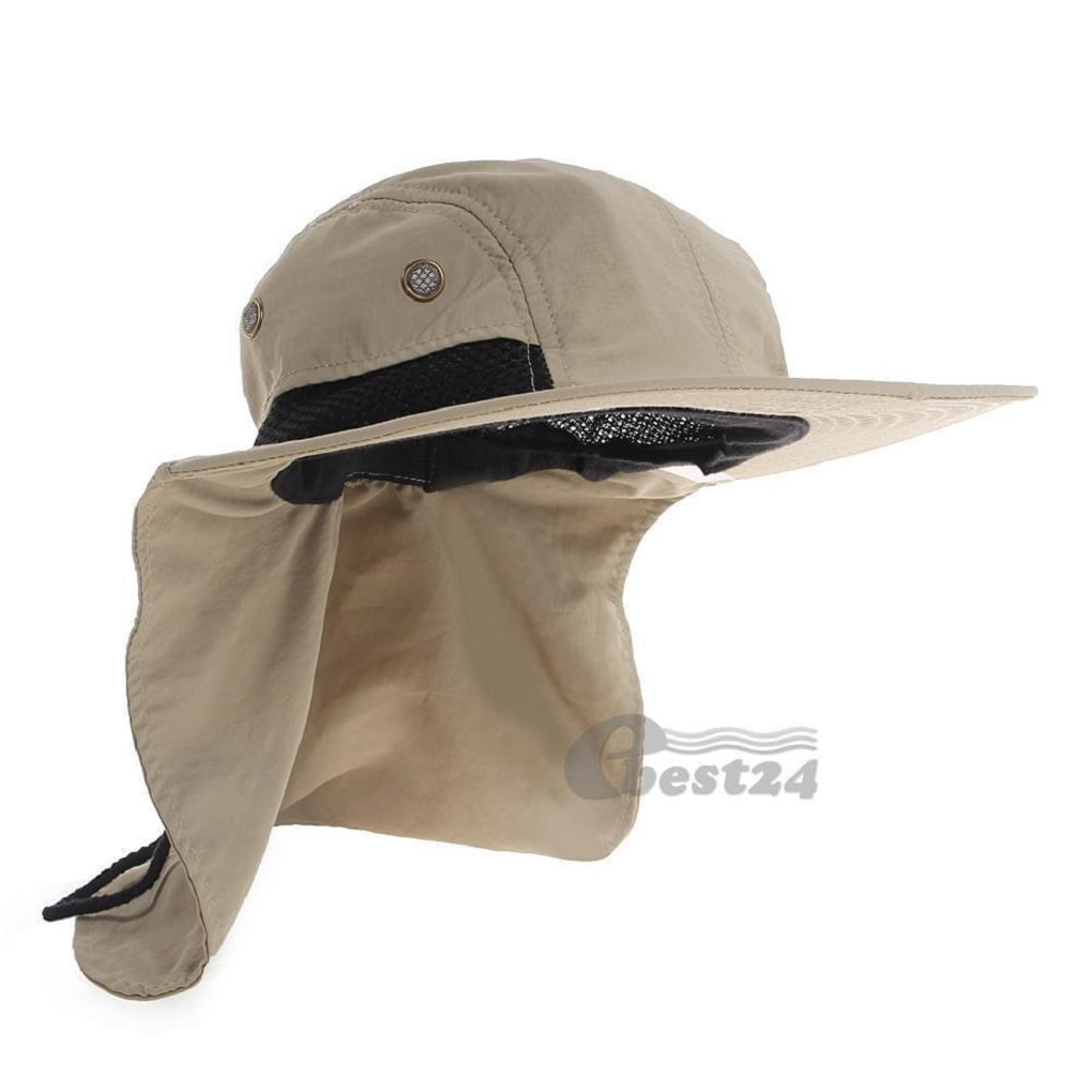 Outdoor Hiking Sun Protection Wide Brim Bucket Hat Cover Face Neck Fisherman Cap 