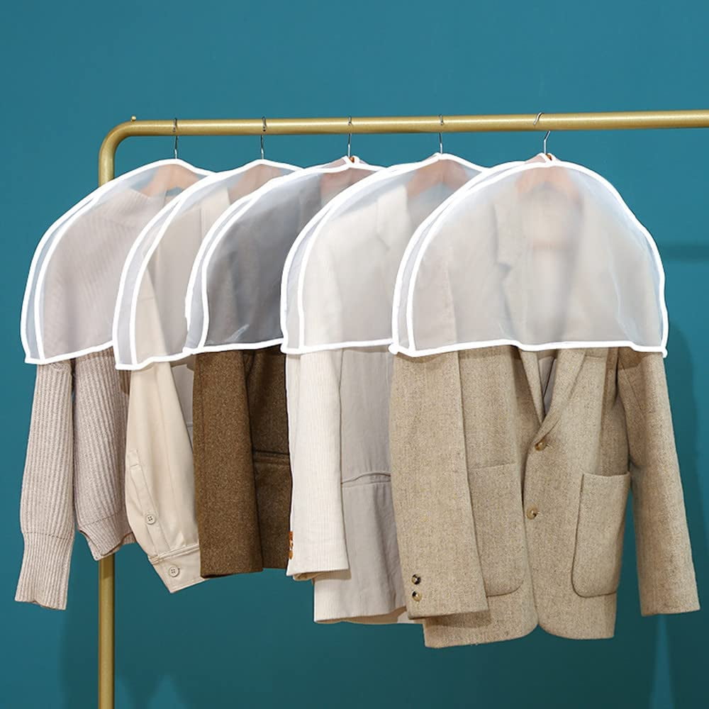 RGHJAR-10Pack Shoulder Covers Clothing dust Cover Hanger Covers for Clothes Plastic Garment Bags for Closet Storage Suit, Coats, Jackets, Dress Closet Storage