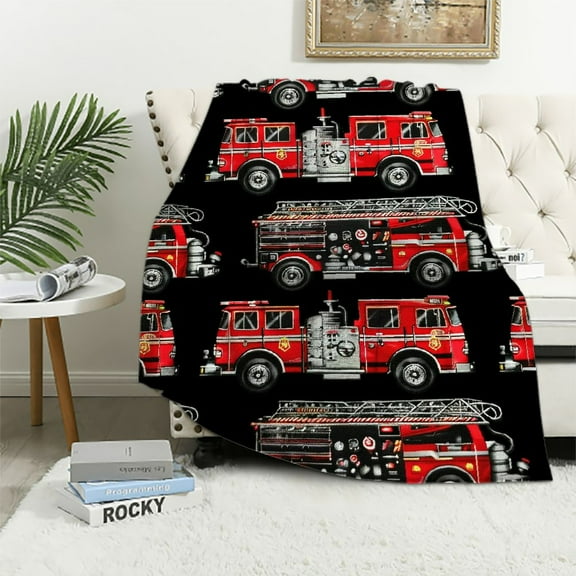 Orinice Fire Trucks Warm Lightweight Blanket Soft Fleece Blankets Throw Blanket for Living Rooms Sofa Decor Cow Gifts All Seasons - Multiple Sizes Available 40x50in