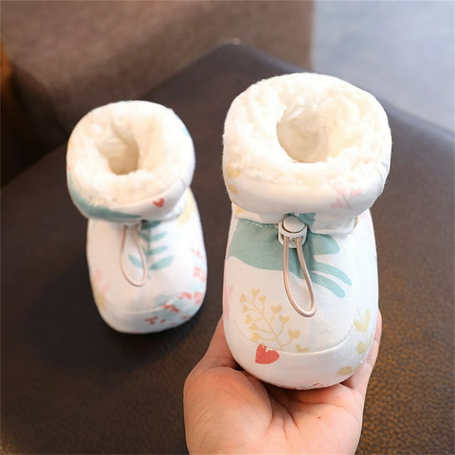 Fiudx Botas de Bebé Warm Furs, Zapatos de Algodón Suave para El Invierno, Cordón Elástico para Mayor Comodidad, Suela Gruesa Antideslizante, Protección para Los Pies, Aptas para Interior y Exterior,