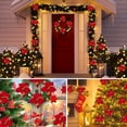 thumbnail image 4 of 15 Pcs Poinsettia Fleurs Artificielles Décorations d'Arbre Ornements Paillettes Rouges avec Clips, 4 of 8