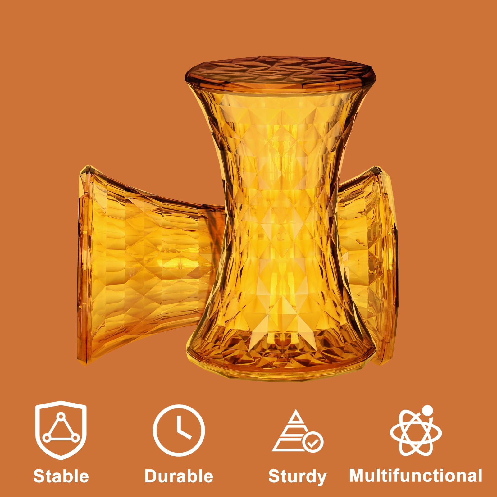 Oumilen Transparent Orange Plastic Hourglass Side Table Nightstand
