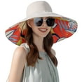 thumbnail image 2 of Sun Hats for Women, UV Protection Wide Brim Bucket Hat with Edge Floral, Reversible Foldable Cotton Floppy Beach Cap, Summer Outdoor Caps, Beige, 2 of 7