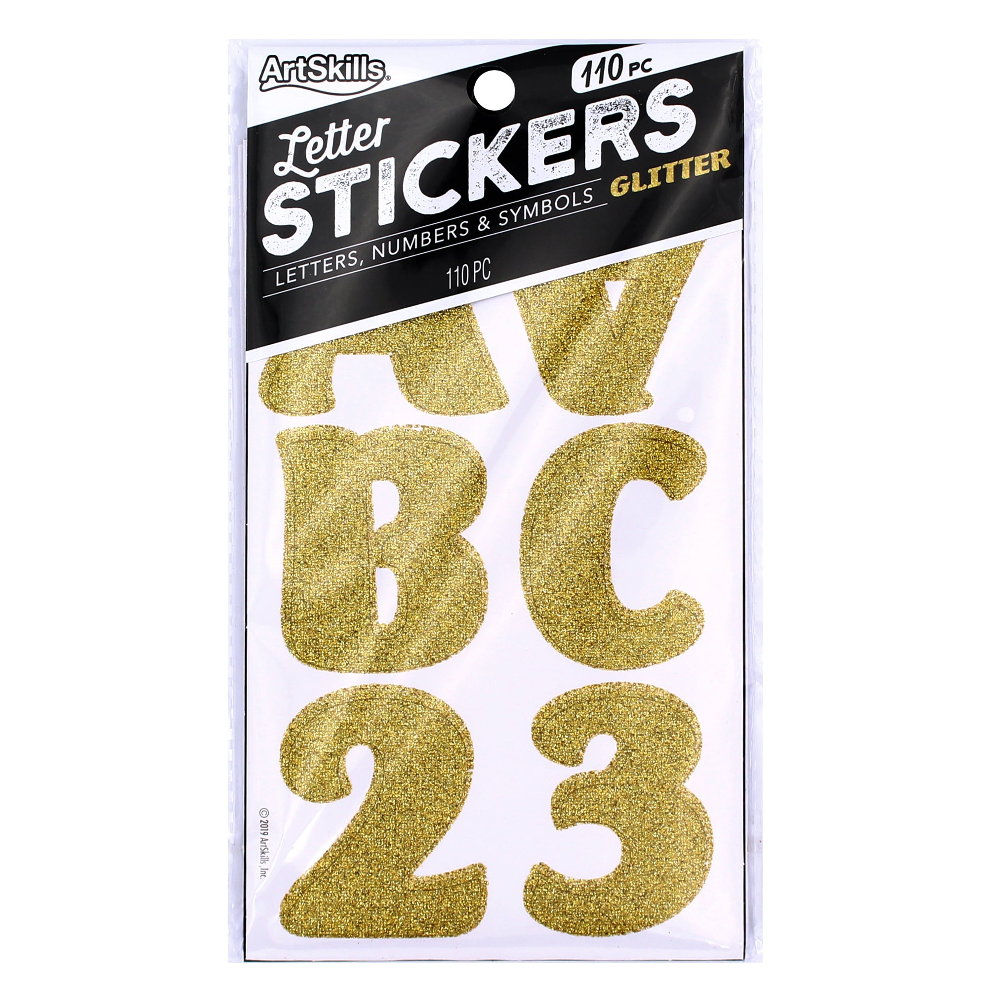 artskills 2 gold glitter letter number stickers full