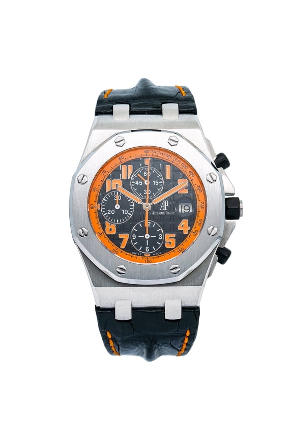 Pre-Owned Audemars Piguet Royal Oak Offshore Chronograph 26170ST 42MM Black Dial With Leather Horn Back Bracelet