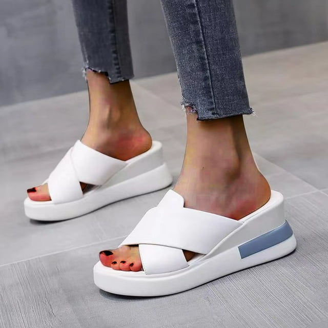 Motaob Women's Sandals Summer Beach Platform Wedge Sandals Simple Comfortable Daily Commuting Work Slides Sandal