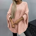 thumbnail image 2 of RMGVDSD Womens Oversized Sweaters Autumn Winter Casual Crew Neck Long Sleeve Loose Pullover Sweater Tops Solid Color Fall Classic Soft Sweaters /Pink, 2 of 8