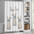 thumbnail image 6 of Happy Easter Rabbits Extra Long Shower Curtain Set, Waterproof Shower Curtains for Bathroom, Spring Bunny Flowers Love Watercolor Washable Fabric Bath Curtain for Bathtub with Hooks 72x96 Inches, 6 of 9