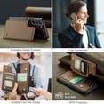 thumbnail image 4 of for Samsung Galaxy S22 Plus Premium PU Leather Back Case, Multiple Card Slots Design, Double Magnetic Clasp Study Kickstand RFID Blocking Classic Phone Cover for Samsung Galaxy S22 Plus, Brown, 4 of 9